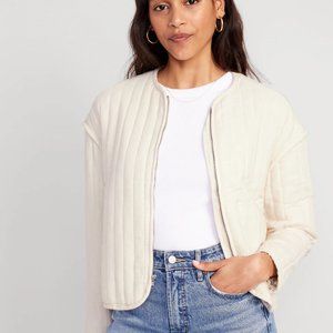 Old Navy Quilted Bomber Jacket - Cream M